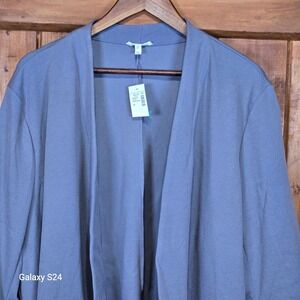 maurices Womens 3X Open Front Cardigan Jacket Gray Zipper Detail 3x